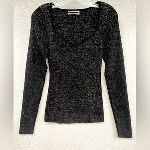 Black Shimmer Long-Sleeve Knit Sweater